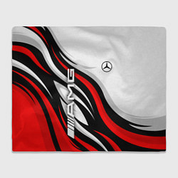 Плед флисовый Mercedes benz AMG - белый с красным, цвет: 3D-велсофт
