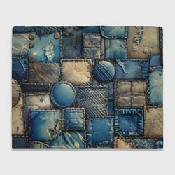 Плед флисовый Denim patchwork - ai art, цвет: 3D-велсофт