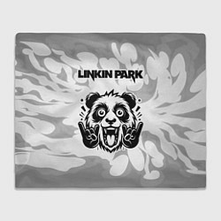 Плед флисовый Linkin Park рок панда на светлом фоне, цвет: 3D-велсофт