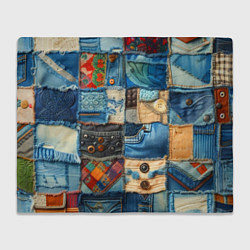 Плед флисовый Vanguard denim patchwork - ai art, цвет: 3D-велсофт