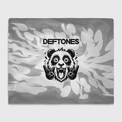 Плед флисовый Deftones рок панда на светлом фоне, цвет: 3D-велсофт