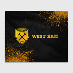 Плед флисовый West Ham - gold gradient по-горизонтали, цвет: 3D-велсофт