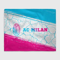 Плед флисовый AC Milan neon gradient style по-горизонтали, цвет: 3D-велсофт