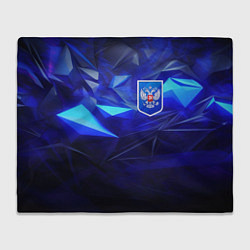 Плед Герб России на синей абстракции