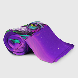 Плед флисовый Модная сова ретро фиолетовый фон, цвет: 3D-велсофт — фото 2