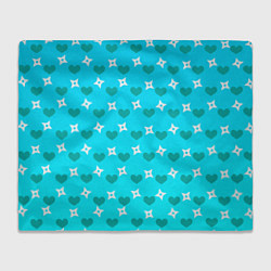 Плед флисовый Сюрикены и сердечки: голубой, цвет: 3D-велсофт