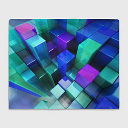 Плед флисовый Неоновые кубы текстура, цвет: 3D-велсофт