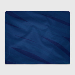 Плед флисовый Тёмно-синий полосами, цвет: 3D-велсофт