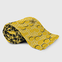 Плед флисовый Киберпанк соты шестиугольники жёлтый и чёрный с па, цвет: 3D-велсофт — фото 2