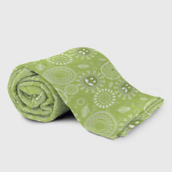 Плед флисовый Зеленый цветочный - паттерн смайлики, цвет: 3D-велсофт — фото 2