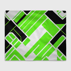 Плед флисовый Зелёные широкие линии на белом фоне, цвет: 3D-велсофт
