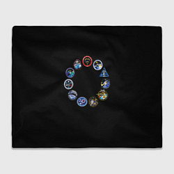 Плед флисовый NASA круг логотипов, цвет: 3D-велсофт