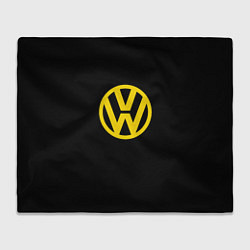 Плед флисовый Volkswagen logo yellow, цвет: 3D-велсофт