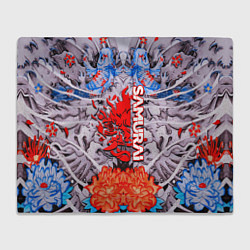 Плед флисовый Cyberpunk 2077 samurai tatoo, цвет: 3D-велсофт