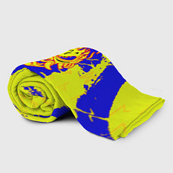 Плед флисовый Samurai logo yellow fire, цвет: 3D-велсофт — фото 2