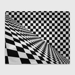 Плед флисовый Шахматная психоделика иллюзия, цвет: 3D-велсофт