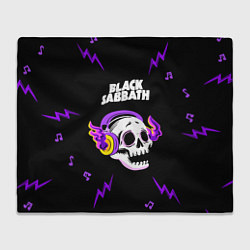 Плед флисовый Black Sabbath неоновый череп, цвет: 3D-велсофт