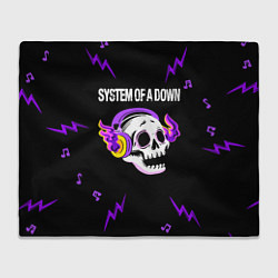 Плед флисовый System of a Down неоновый череп, цвет: 3D-велсофт