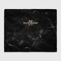 Плед флисовый Warhammer 40000 space marine 2 black logo, цвет: 3D-велсофт