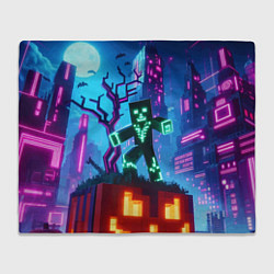 Плед флисовый Minecraft and halloween - neon glow, цвет: 3D-велсофт