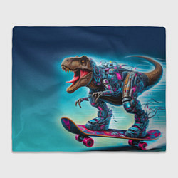 Плед флисовый Tyrannosaur on a skateboard - ai art graffiti, цвет: 3D-велсофт