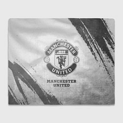 Плед флисовый Manchester United - white gradient, цвет: 3D-велсофт