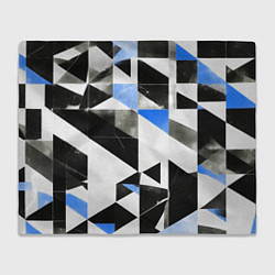 Плед флисовый Black and blue abstraction on a white background, цвет: 3D-велсофт