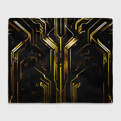 Плед флисовый Золотые полосы на чёрном фоне, цвет: 3D-велсофт