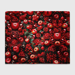 Плед флисовый Рождественские ягоды и фрукты, цвет: 3D-велсофт