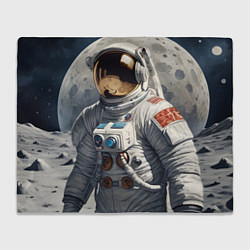 Плед флисовый Астронавт на лунной поверхности, цвет: 3D-велсофт
