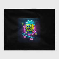 Плед флисовый Sponge Bob on a skateboard - ai art fantasy, цвет: 3D-велсофт