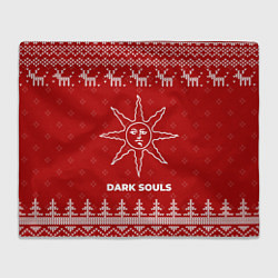 Плед флисовый Новогодний Dark Souls с оленями, цвет: 3D-велсофт