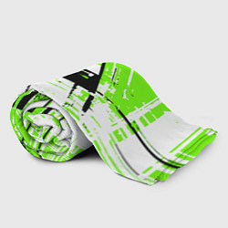 Плед флисовый Diagonal black and green stripes on a white backgr, цвет: 3D-велсофт — фото 2