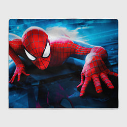 Плед флисовый Человек паук на стене, цвет: 3D-велсофт