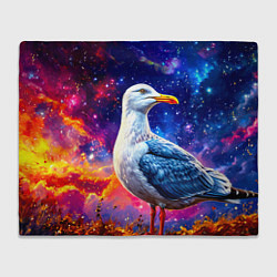 Плед флисовый Чайка и космос, цвет: 3D-велсофт