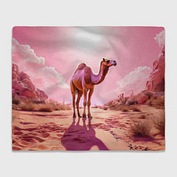 Плед флисовый Верблюд в розовой пустыне, цвет: 3D-велсофт