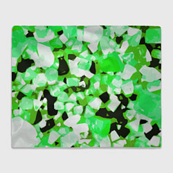 Плед флисовый Green and white abstraction on a black background, цвет: 3D-велсофт