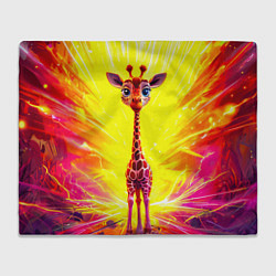 Плед флисовый Жирафик в желтых искрах, цвет: 3D-велсофт