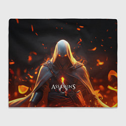 Плед флисовый Assassins Creed fire, цвет: 3D-велсофт