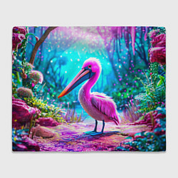 Плед флисовый Пеликан в сказачном лесу, цвет: 3D-велсофт