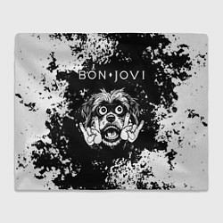 Плед флисовый Bon Jovi рок пес, цвет: 3D-велсофт