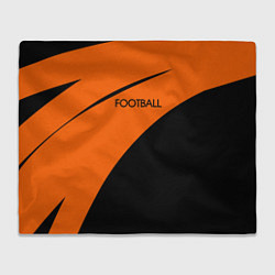 Плед флисовый Football оранжево-чёрный, цвет: 3D-велсофт