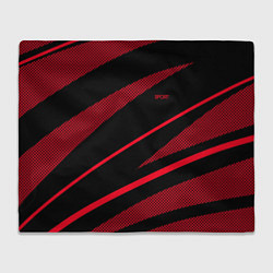 Плед флисовый Sport чёрный и красный полосы, цвет: 3D-велсофт