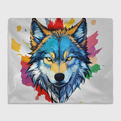 Плед флисовый Волк яркий арт, цвет: 3D-велсофт