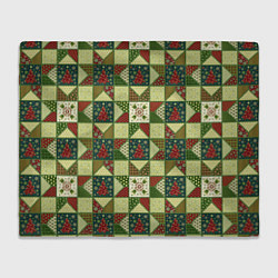 Плед флисовый Лоскутный рождественский узор, цвет: 3D-велсофт