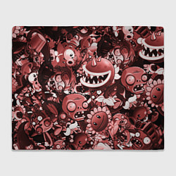 Плед флисовый Растения против зомби в красном цвете, цвет: 3D-велсофт