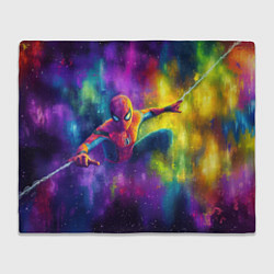 Плед флисовый Человек - паук радужные краски, цвет: 3D-велсофт