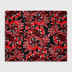 Плед флисовый Хохлома - красная роспись, цвет: 3D-велсофт