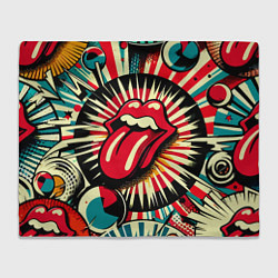 Плед флисовый Logo of the Rolling Stones - pop art, цвет: 3D-велсофт