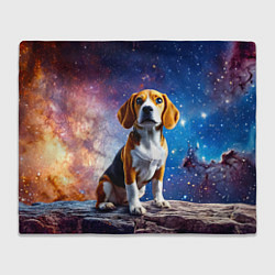 Плед флисовый Бигль в космосе, цвет: 3D-велсофт